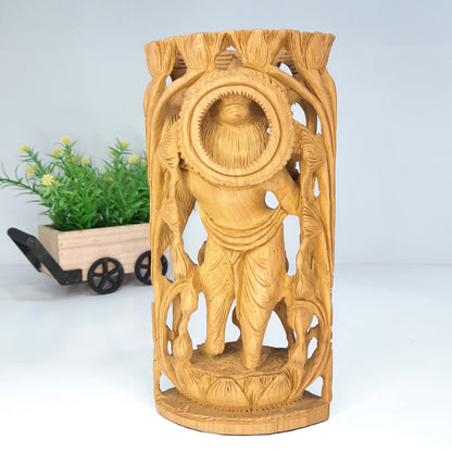Wooden God Figure Beldaar Flower Oval