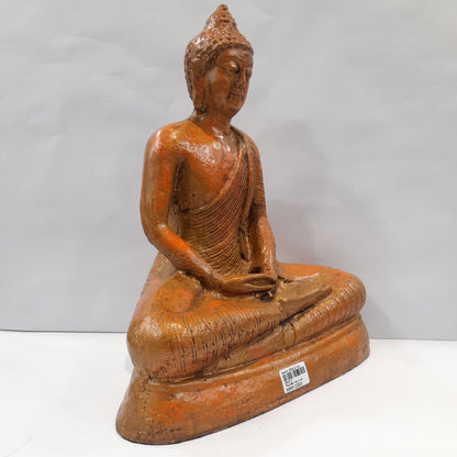 Paper Machie Gautham Buddha Sitting in Golden Orange Finish