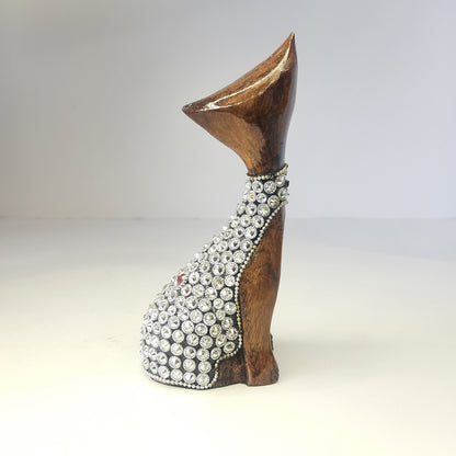 Wooden Cat Standing W/S. Chitton Work Oxod