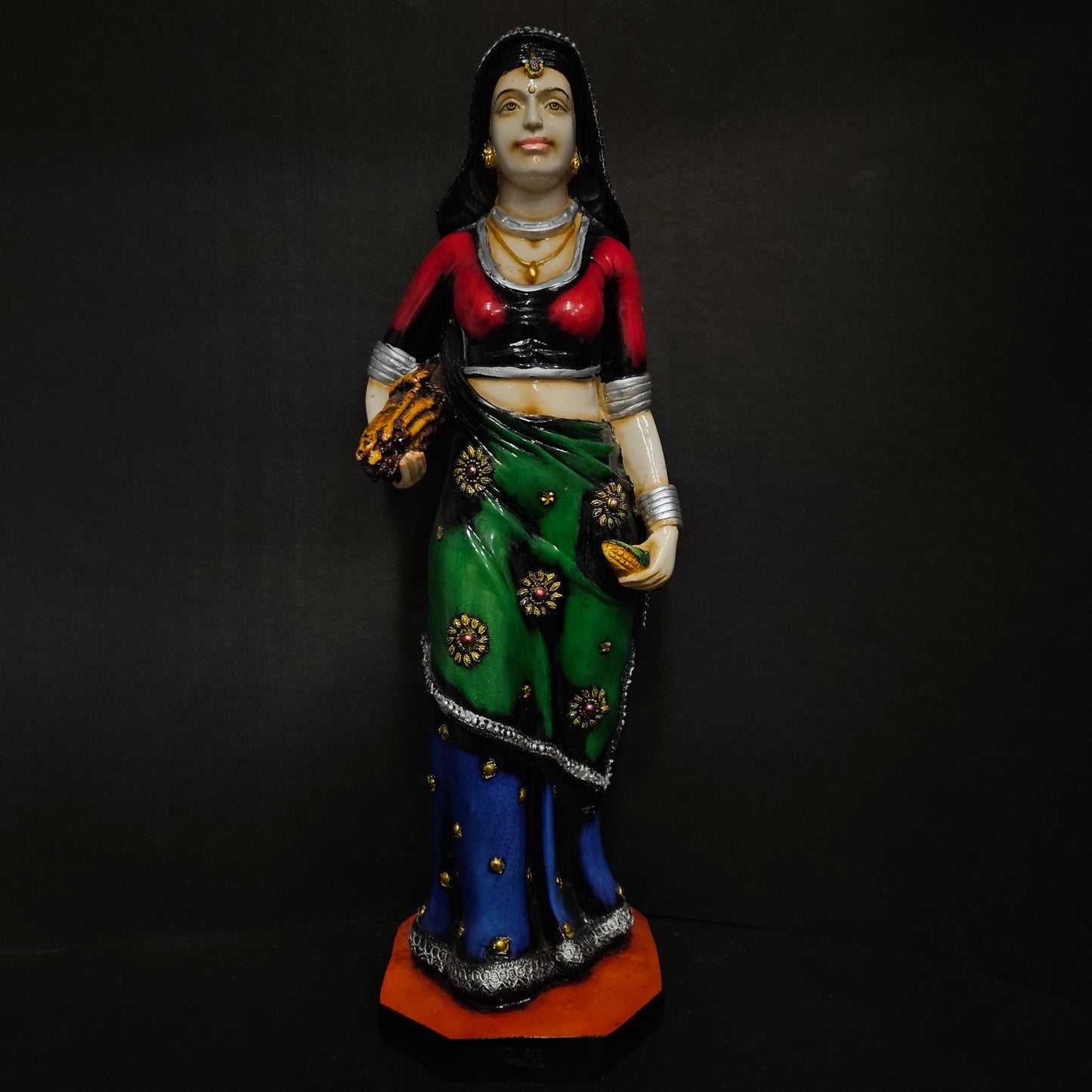 Rajasthani traditional lady multi colour sculpture showpiece Figurine