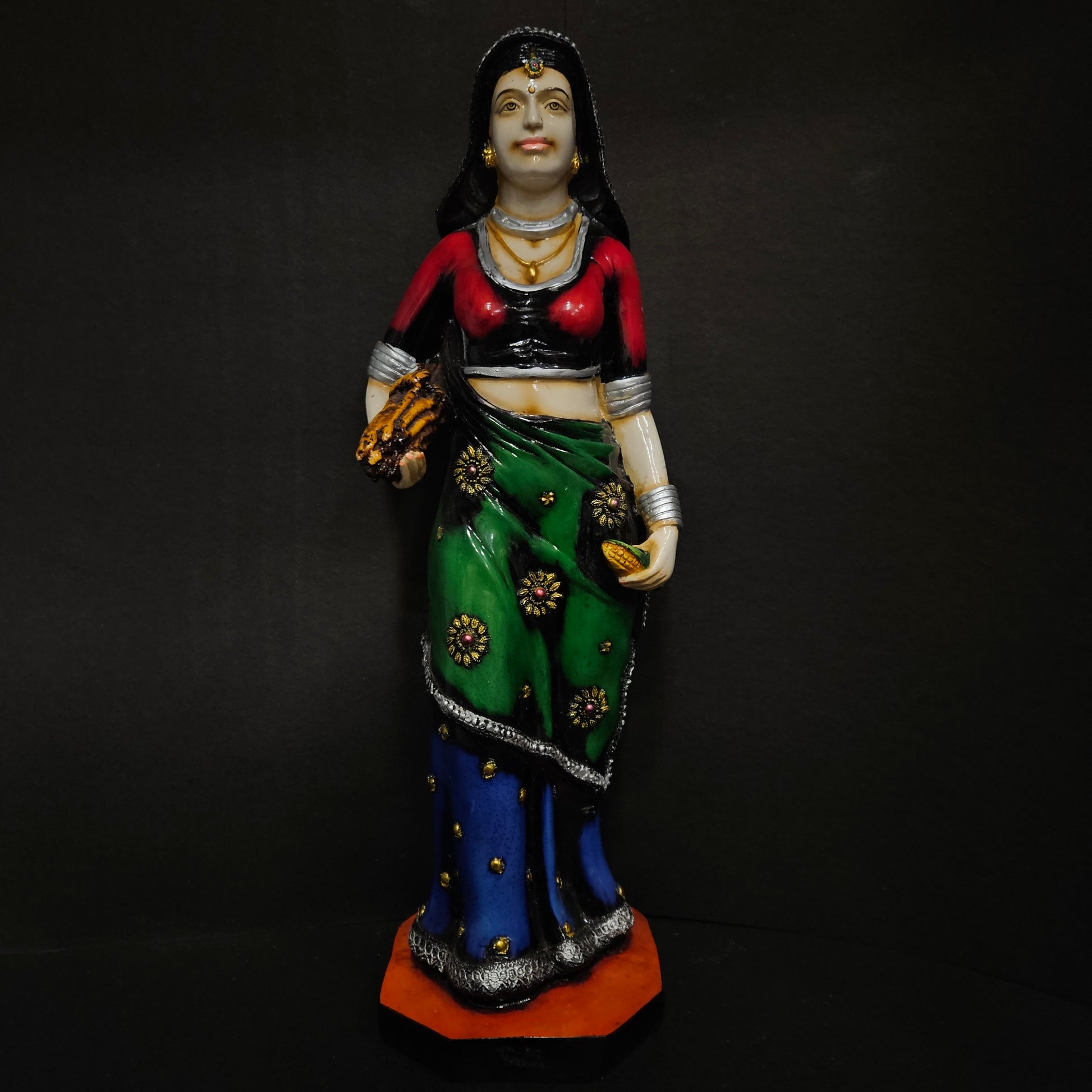 Rajasthani traditional lady multi colour sculpture showpiece Figurine