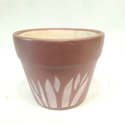 Art and Soil Terracotta Planters pot for Garden Decoration Items Outdoor & Balcony, Terracotta Pots for Plants Hand Painted Leaf design Ceramic pot