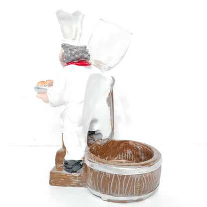 Foodie Chef Figurine Resin Bottle Holder Set