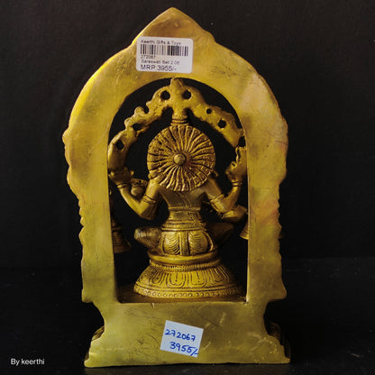 Goddess Saraswati Murti Saraswati Idol Brass Statue for Home Entrance Good Luck Vastu Decoration Showpiece and Gift
