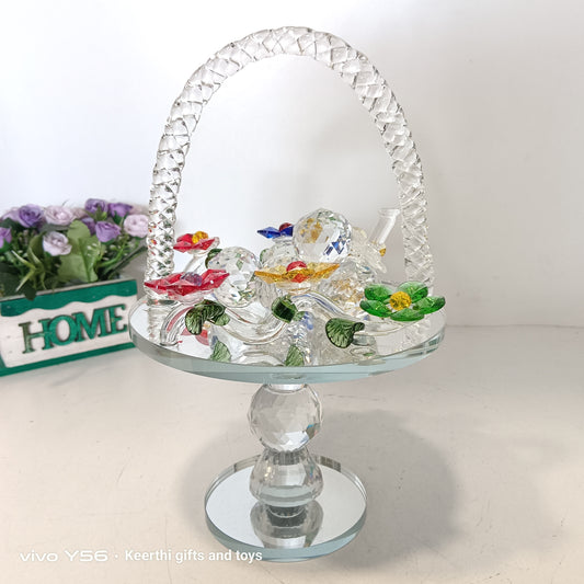 Crystal fruit Basket glass showpiece