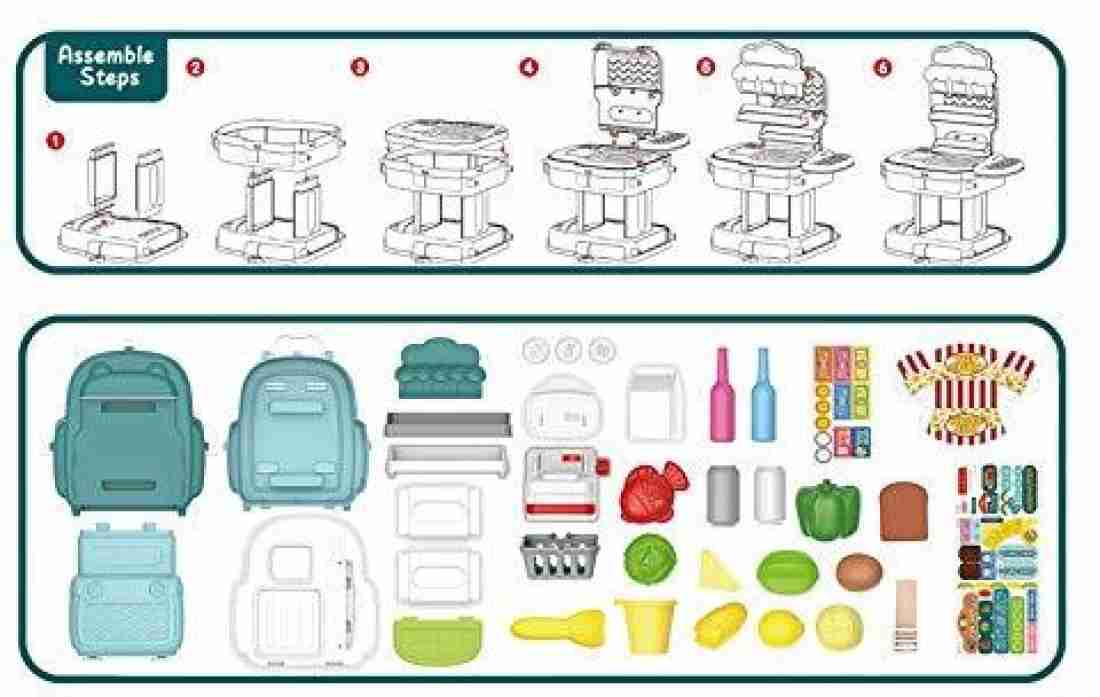Piece School Bag Packing Pretend Play Shop Market Game Modern Children Home Supermarket Set for Kids Toys Boys and Girls