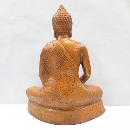 Paper Machie Gautham Buddha Sitting in Golden Orange Finish