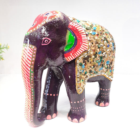 Resin Elephant Painted With Stone Chips