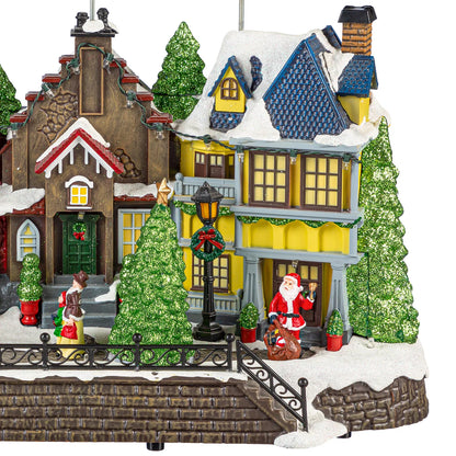 Christmas Village Mountain Houses with Lighted Musical Snow Village Collectible Building Perfect Addition to Your Christmas Indoor Decorations and Holiday Displays