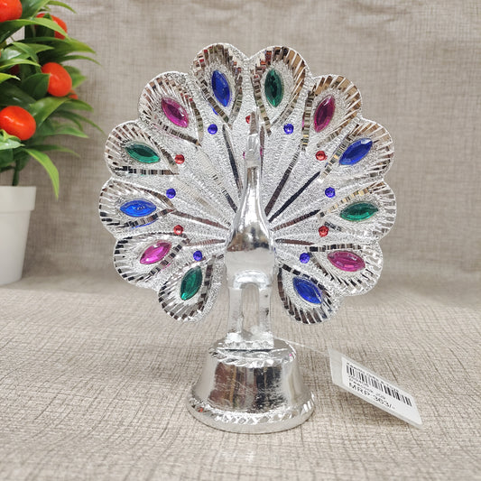 Peacock showpiece white metal meenakari