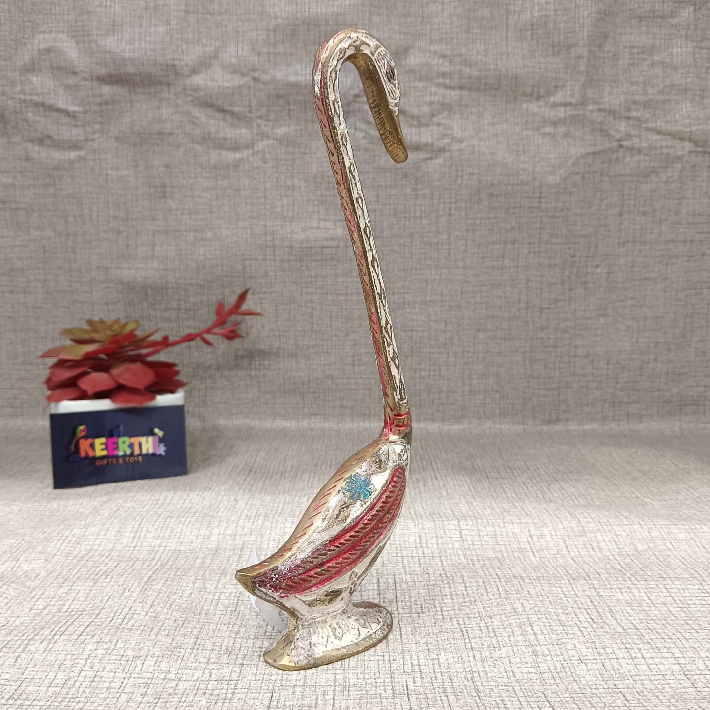 Swan Multi Colour brass show piece