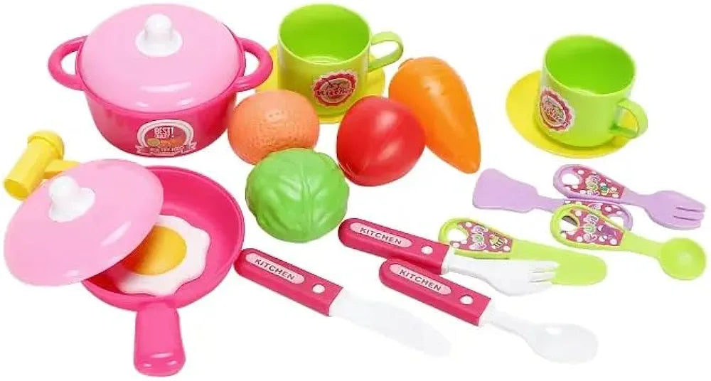 Kitchen on Wheels Plastic Cooking Pretend Play Kitchen Toy Set for Boys and Girls Suitcase Bag with Wheels, Food Party Role Play for Kids