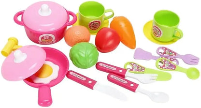 Kitchen on Wheels Plastic Cooking Pretend Play Kitchen Toy Set for Boys and Girls Suitcase Bag with Wheels, Food Party Role Play for Kids