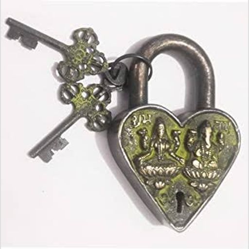 BRASS HEART LOCK GREEN FINISH