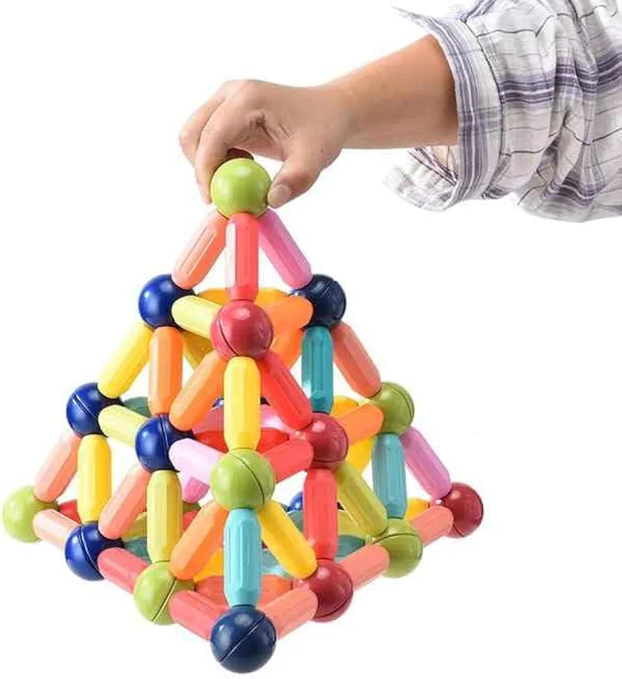 Colorful Magnetic Sticks and Balls Sets Toys 3D Construction Building Blocks Magnet Stacking Educational Learning Toys Puzzle Games Birthday Gift for Kids