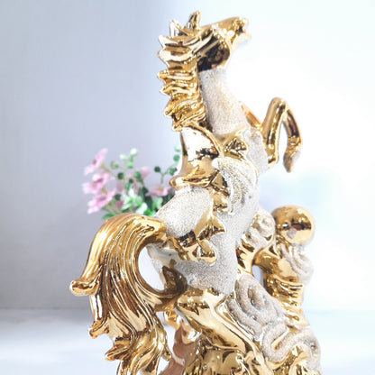Horse golden ceramic showpiece