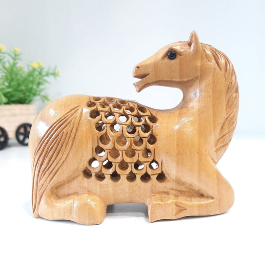 Wooden Horse W/Turned Neck U/Cut