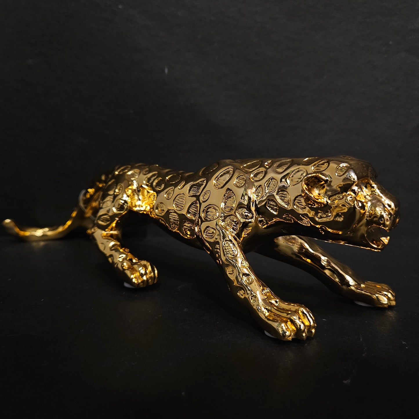 Jaguar Statue gold Shiney with Ornaments Animal showpiece Desktop Sculpture Figurine Shelf Decor