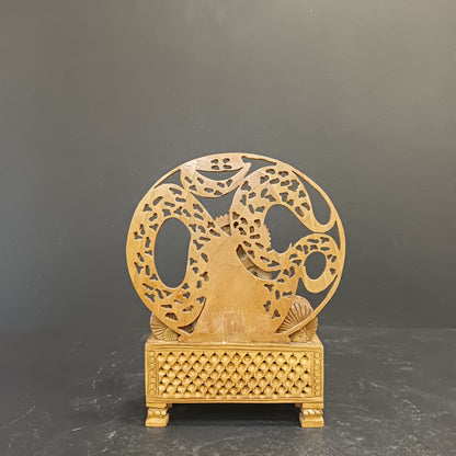 Wooden God Figure on Box Jali W/Om-G.Budha