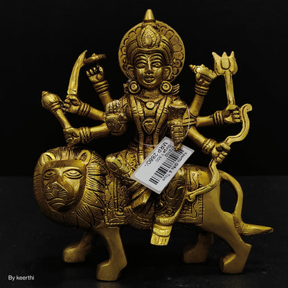 Durga Brass Statue In Gold Color , Home Decor Gift, Indian Brass Art, Brass God Idol, Brass Figurine , Diwali gift