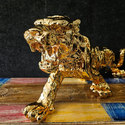 Gold Tiger Sculpture Statue showpiece Figurine for Home and Office Decoration