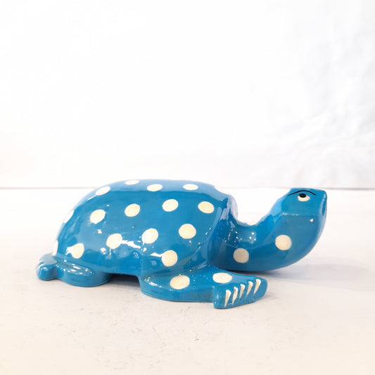 Wooden Turtle Black & White Painted