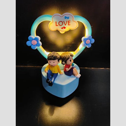 Cute Couple Statue with Decorative Light and Flower for Home Decor,Gift Ideal Valentine Day, Loving Romantic Couple Bedroom Night Lamp and Decorative Showpiece