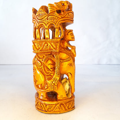 Wooden Amba wadi Shikar Carved Round Fine