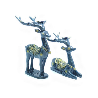2Pcs Resin Christmas Reindeer Figurines Crafts Art for Indoor Holiday Decor