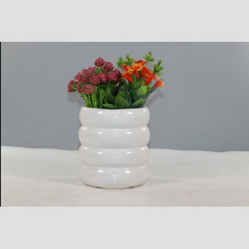 White modern Ceramic Flower Pot for desktop home & office decoration