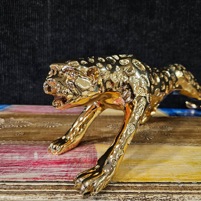 Panther Statue Gold Plated alluminium Animal Figurines Or Animals for Home Decoration Antique Showpiece