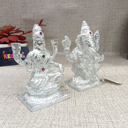 Lakhmi Ganesh 2 piece set German silver idols