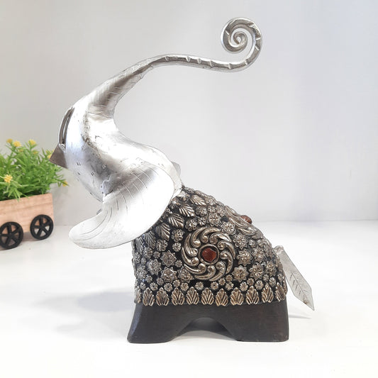 Wooden Elephant With Mirror Work