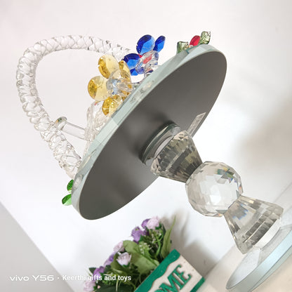 Crystal fruit Basket glass showpiece