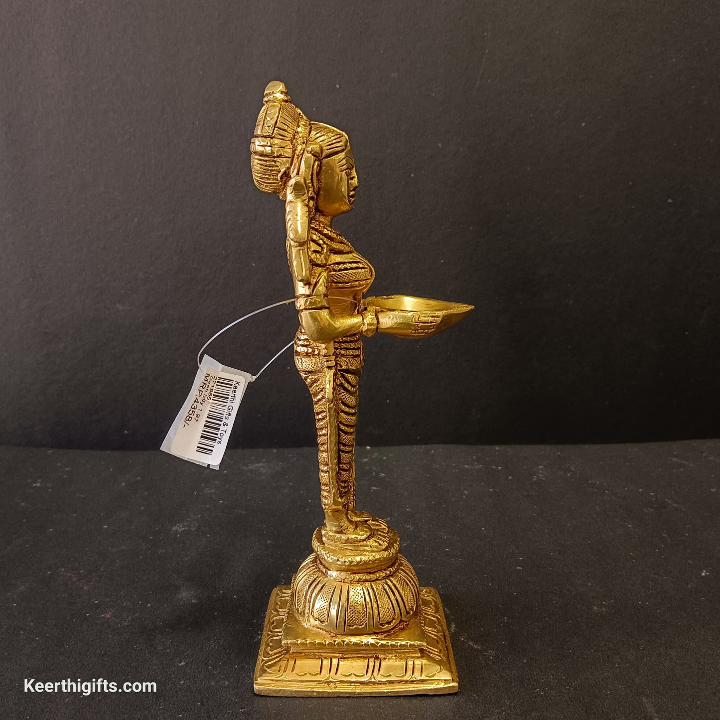 Diya lady standing idol brass antique