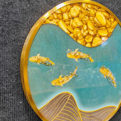 Golden fish abstract 3D Crystal frame