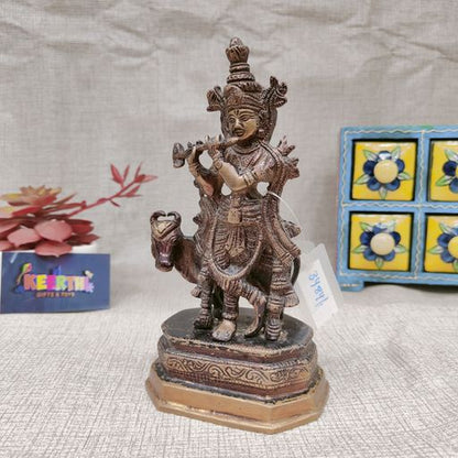 Brass antique Cow krishna