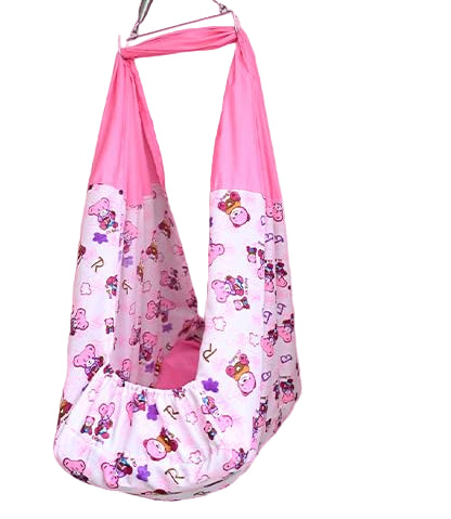 Two baby hammocks in different colors with text 'Available Colors' on a pink and blue background.