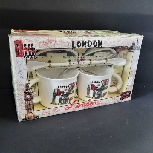 London print travel cup and spoon set