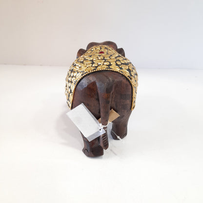 Wooden Camel W/Golden Chitton Work Oxod