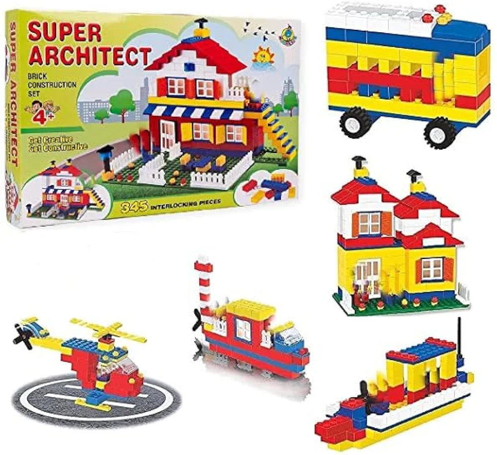 Super Architect Brick Construction Set with 400 Interlocking Pieces Building Blocks for Kids