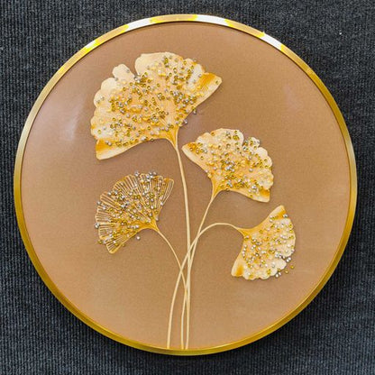 Gold Leaf Abstract Art 3D Crystal Painting Textured Wall Frame
