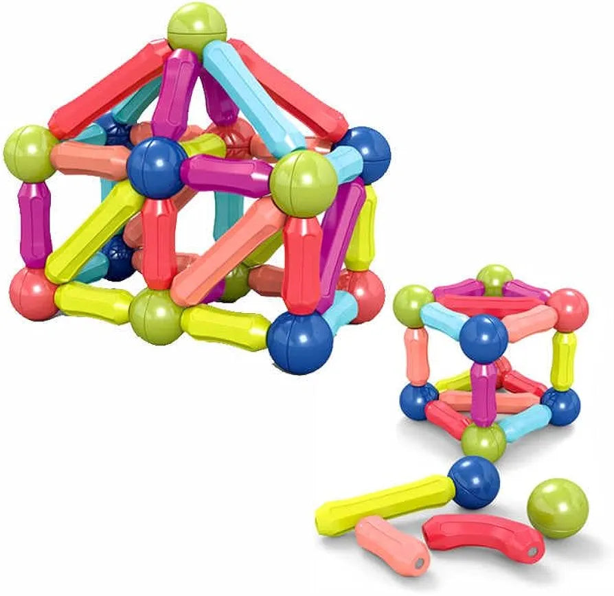 Colorful Magnetic Sticks and Balls Sets Toys 3D Construction Building Blocks Magnet Stacking Educational Learning Toys Puzzle Games Birthday Gift for Kids