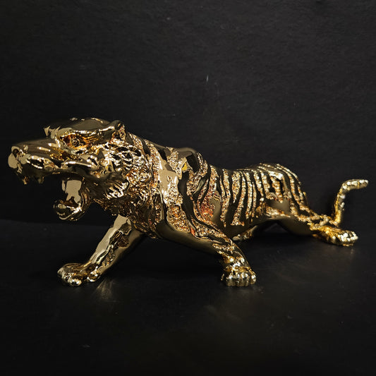 Tiger Statue with elegant look Gold Animal Figurine for Home Decoration