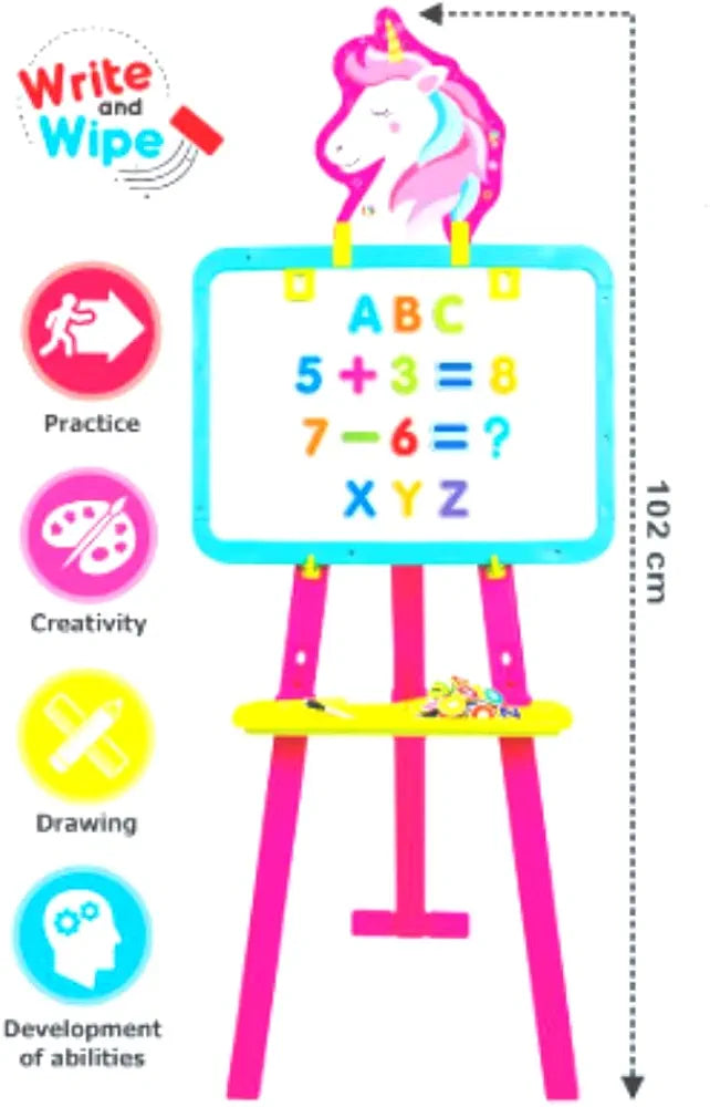 Unicorn 8 in 1 Easel and Magnetic Writing Activity Board for Kids Boys and Girls for Age 3 to 8 Years old