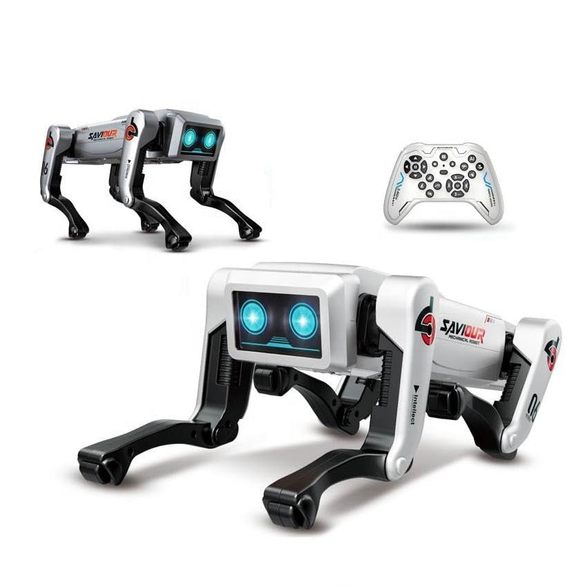 Smart RC Mechanical Big Dog Toy Language Interaction Remote Control Stunt Action Robot Dog White / Gray
