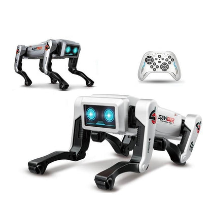 Smart RC Mechanical Big Dog Toy Language Interaction Remote Control Stunt Action Robot Dog White / Gray