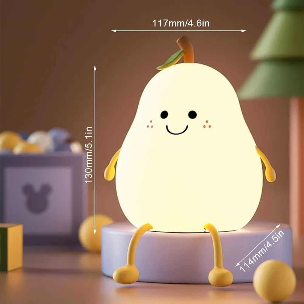 Pear Night Lamp for Bedroom, Cute Lamp, Night Lamp for Kids, Cute Night light, Silicone Lamp, Birthday Gifts, Kids Room Decor,