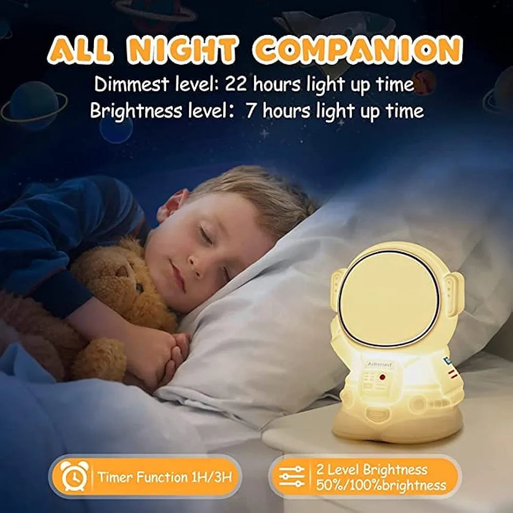 Astronaut Night Light Kids Room,7 Color Changing LED Portable Touch Lamp for Bedroom,USB Chargeable Silicone Animal Nightlight for Baby Children gifting (Astronaut Table Lamp)