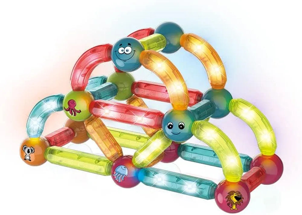 Light Magnetic Building Blocks Toy for Kids Magnetic Glow in The Dark Toy Set Different Sizes & Curve Shaped for Boys and Girls